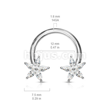 316L Surgical Steel CZ Flower Ends 316L Surgical Steel Circular Horseshoe - Image 6