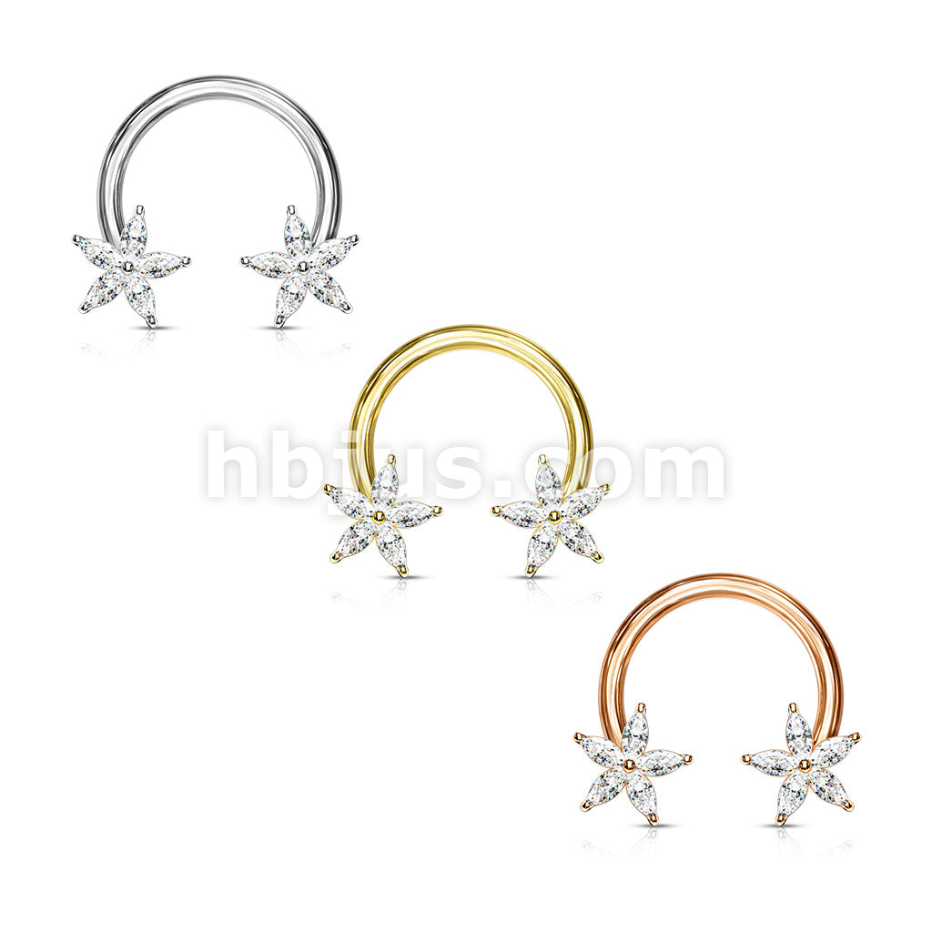 316L Surgical Steel CZ Flower Ends 316L Surgical Steel Circular Horseshoe - Image 7