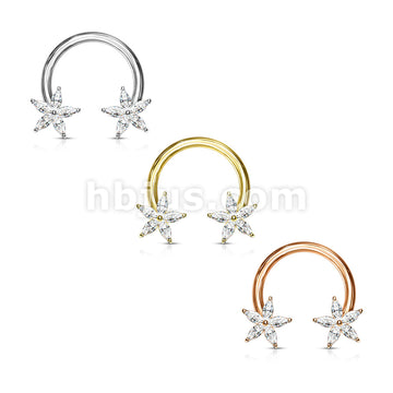 316L Surgical Steel CZ Flower Ends 316L Surgical Steel Circular Horseshoe - Image 7