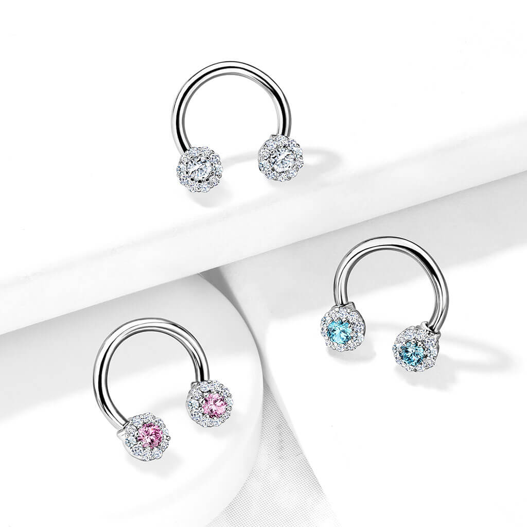 316L Surgical Steel Paved CZ Daisy Ends 316L Surgical Steel Circular...