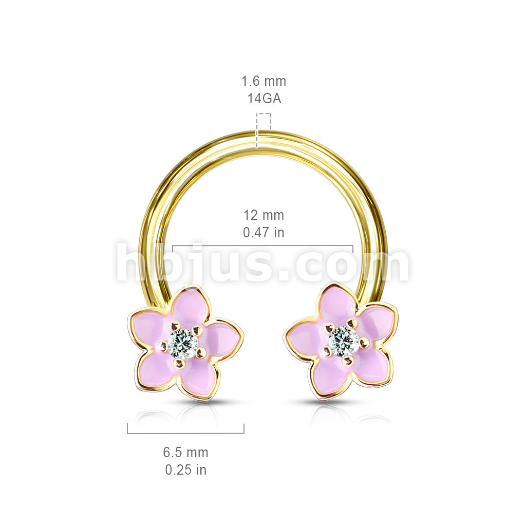 316L Surgical Steel Pink Enamel Flower With CZ Center 316L Surgical... - Image 3