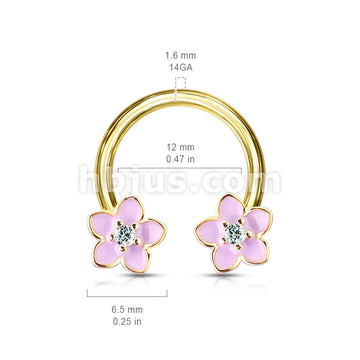 316L Surgical Steel Pink Enamel Flower With CZ Center 316L Surgical... - Image 3