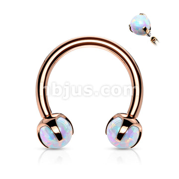 Claw Set Opals on Internally Threaded 316L Surgical Steel Horseshoes... - Image 5