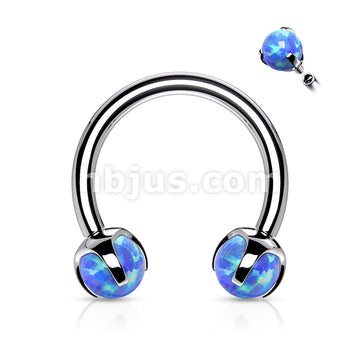Claw Set Opals on Internally Threaded 316L Surgical Steel Horseshoes... - Image 6