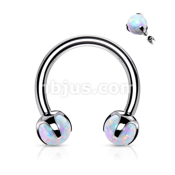 Claw Set Opals on Internally Threaded 316L Surgical Steel Horseshoes... - Image 7