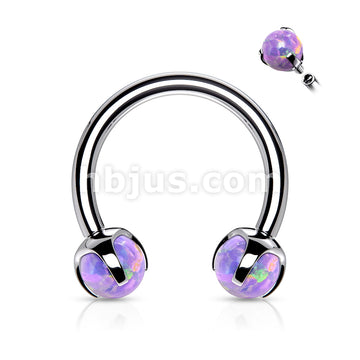 Claw Set Opals on Internally Threaded 316L Surgical Steel Horseshoes... - Image 8