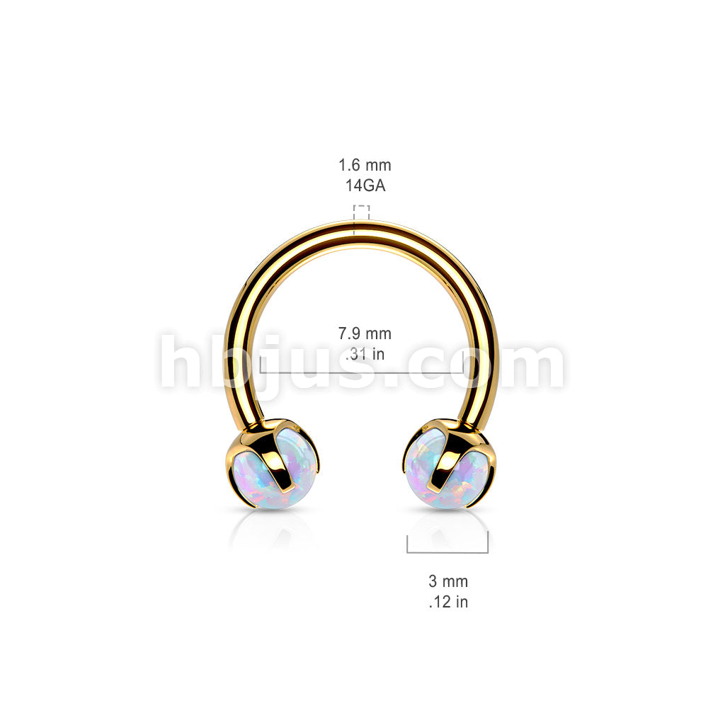 Claw Set Opals on Internally Threaded 316L Surgical Steel Horseshoes... - Image 9