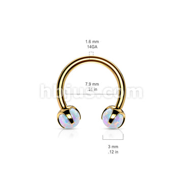 Claw Set Opals on Internally Threaded 316L Surgical Steel Horseshoes... - Image 9