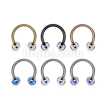 Claw Set Opals on Internally Threaded 316L Surgical Steel Horseshoes... - Image 10
