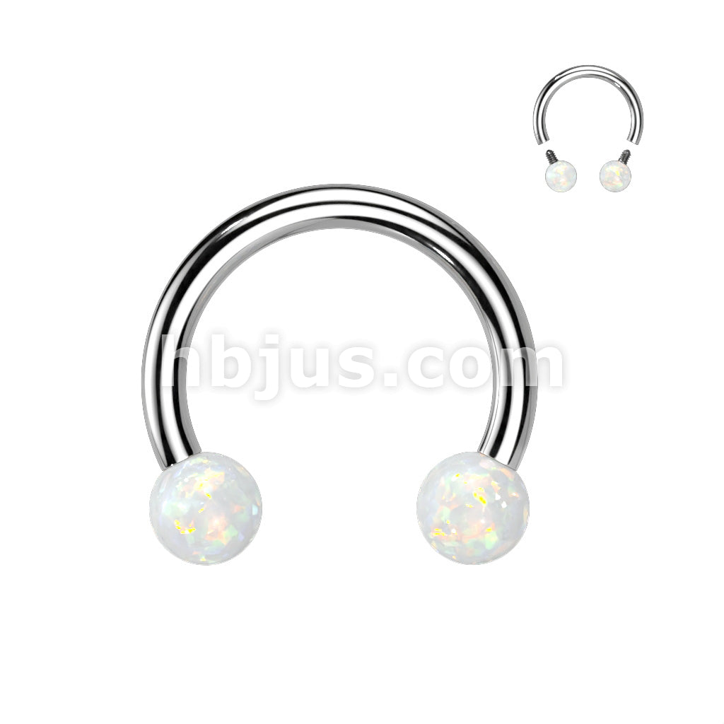 Synthetic Opal Horseshoe 316L Surgical Steel Circular Barbell - Image 3