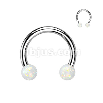 Synthetic Opal Horseshoe 316L Surgical Steel Circular Barbell - Image 3