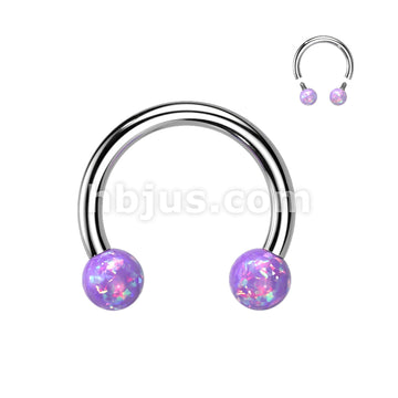 Synthetic Opal Horseshoe 316L Surgical Steel Circular Barbell - Image 5