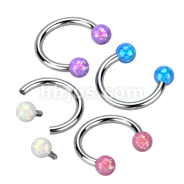 Synthetic Opal Horseshoe 316L Surgical Steel Circular Barbell