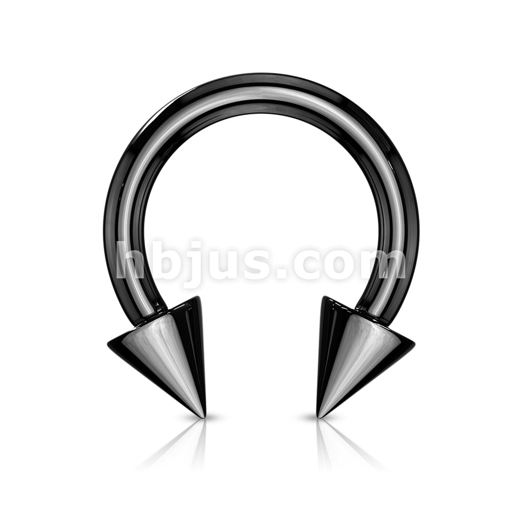 Horse Shoe Titanium IP Over 316L Surgical Steel w/Cone - Image 10