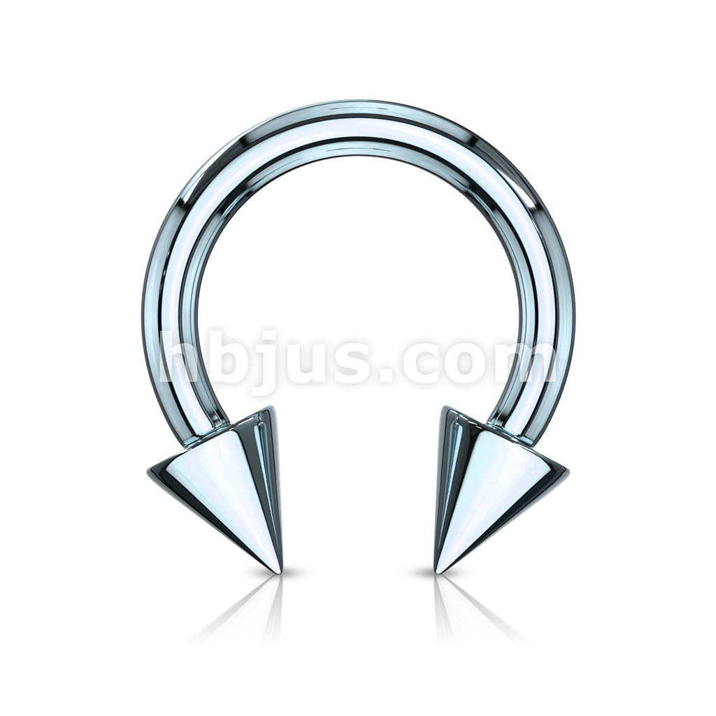 Horse Shoe Titanium IP Over 316L Surgical Steel w/Cone - Image 11