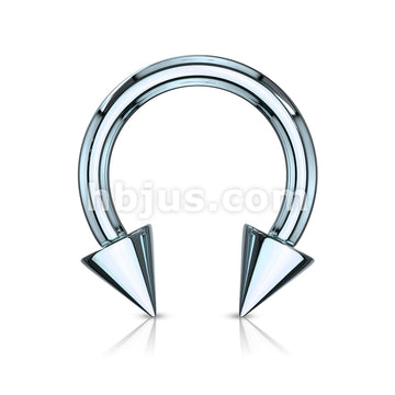 Horse Shoe Titanium IP Over 316L Surgical Steel w/Cone - Image 11