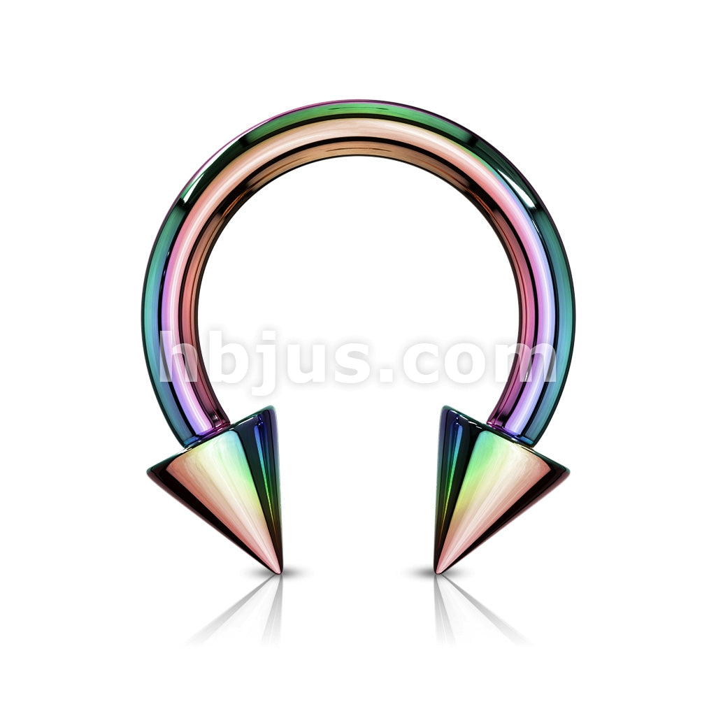 Horse Shoe Titanium IP Over 316L Surgical Steel w/Cone - Image 12