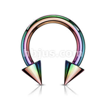 Horse Shoe Titanium IP Over 316L Surgical Steel w/Cone - Image 12