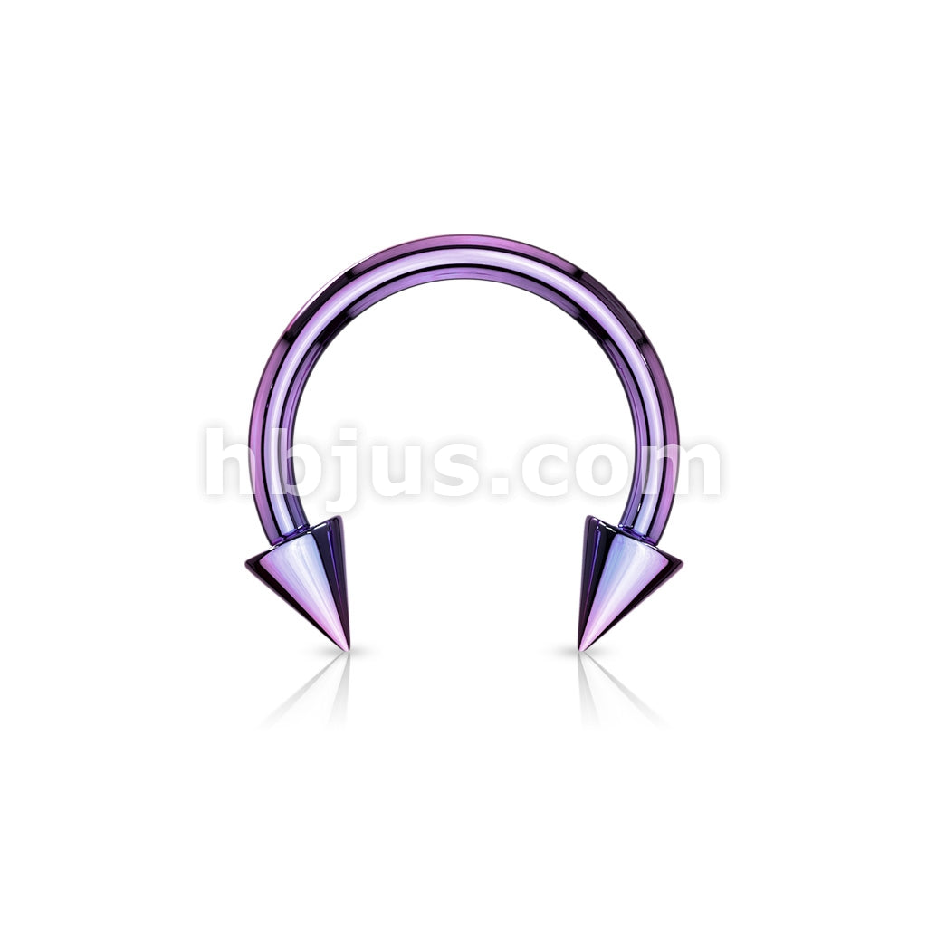 Horse Shoe Titanium IP Over 316L Surgical Steel w/Cone - Image 3
