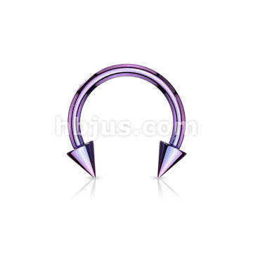 Horse Shoe Titanium IP Over 316L Surgical Steel w/Cone - Image 3