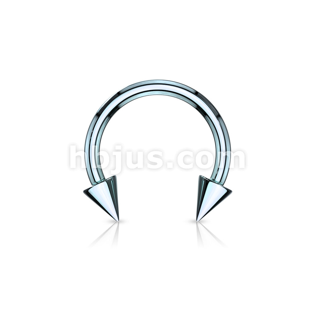 Horse Shoe Titanium IP Over 316L Surgical Steel w/Cone - Image 7