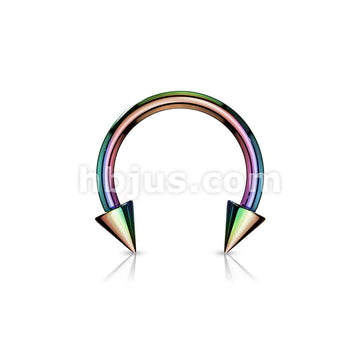 Horse Shoe Titanium IP Over 316L Surgical Steel w/Cone - Image 8