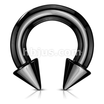 Horse Shoe Titanium IP Over 316L Surgical Steel w/Cone - Image 13