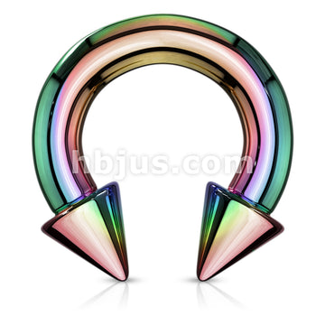 Horse Shoe Titanium IP Over 316L Surgical Steel w/Cone - Image 14