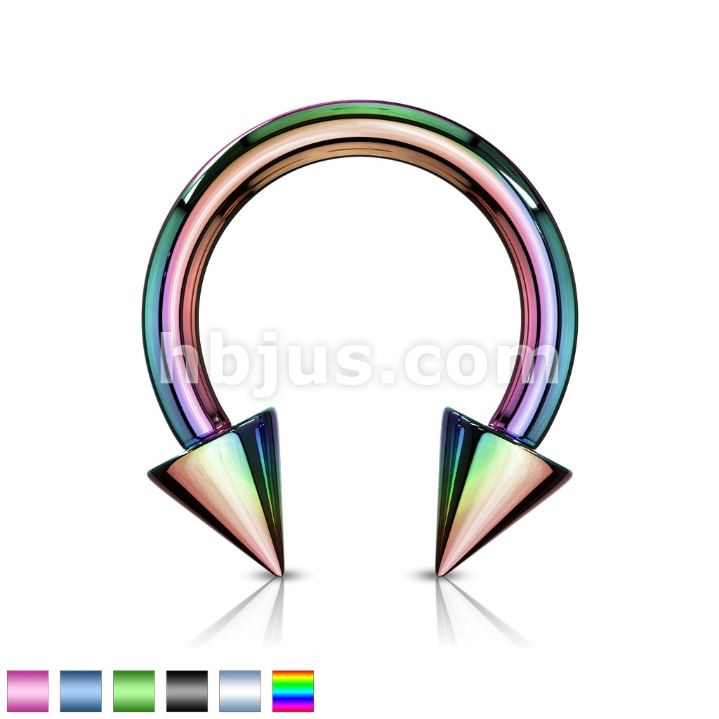 Horse Shoe Titanium IP Over 316L Surgical Steel w/Cone - Image 2