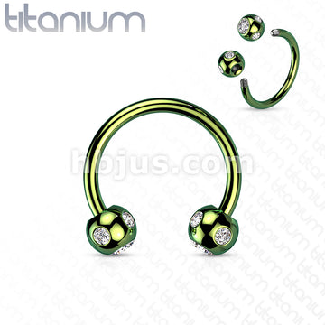 5-Gem Paved Balls Titanium IP Over 316L Surgical Steel Horseshoe... - Image 3
