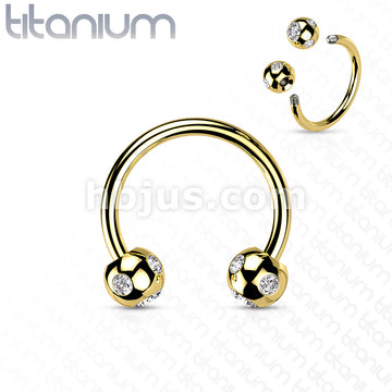 5-Gem Paved Balls Titanium IP Over 316L Surgical Steel Horseshoe... - Image 4