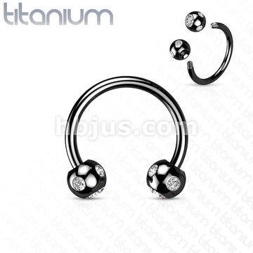 5-Gem Paved Balls Titanium IP Over 316L Surgical Steel Horseshoe... - Image 5