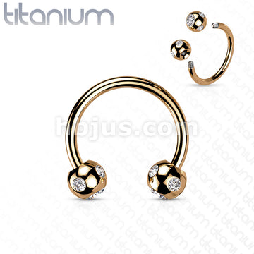 5-Gem Paved Balls Titanium IP Over 316L Surgical Steel Horseshoe... - Image 6
