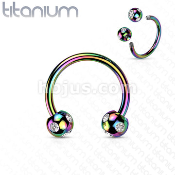 5-Gem Paved Balls Titanium IP Over 316L Surgical Steel Horseshoe... - Image 7