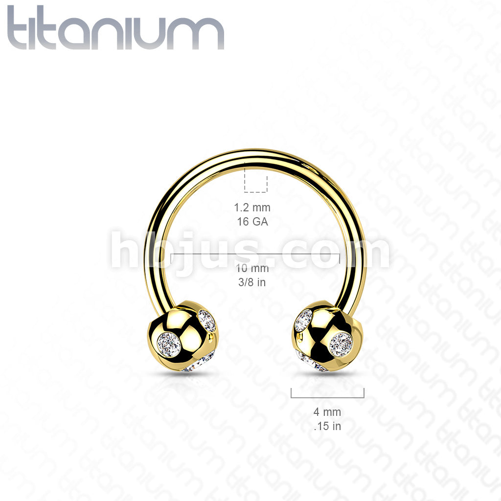 5-Gem Paved Balls Titanium IP Over 316L Surgical Steel Horseshoe... - Image 9