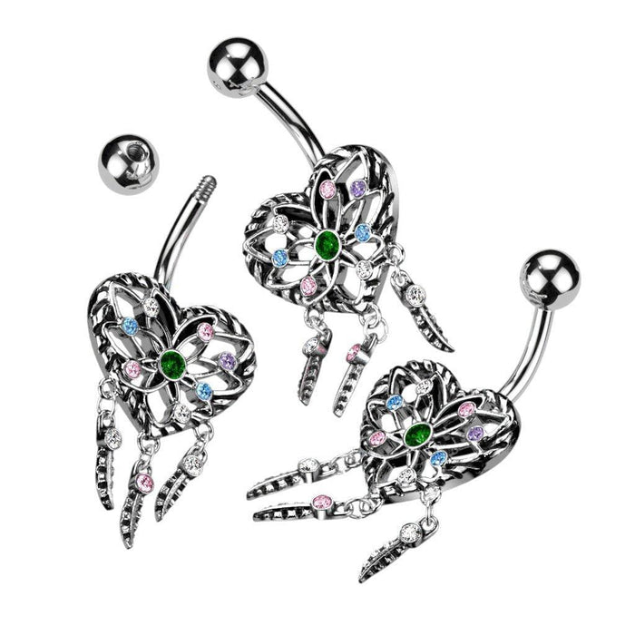 316L Surgical Steel 316L Surgical Steel Heart Dream Catcher With Multi...