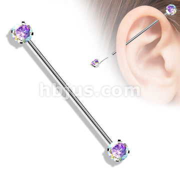 316L Surgical Steel Threadless Push in Industrial Barbells with Prong... - Image 3