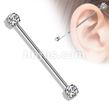 316L Surgical Steel Threadless Push in Industrial Barbells with Prong... - Image 4
