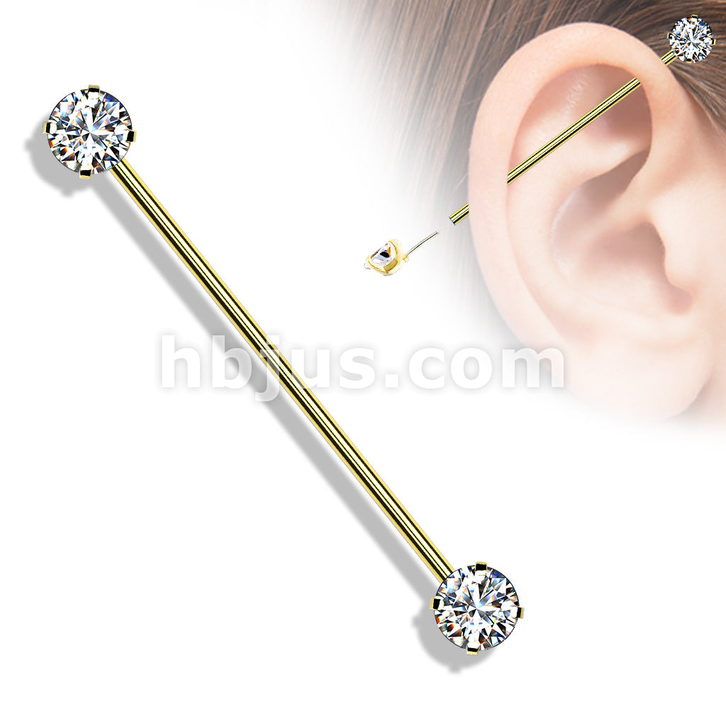 316L Surgical Steel Threadless Push in Industrial Barbells with Prong... - Image 5