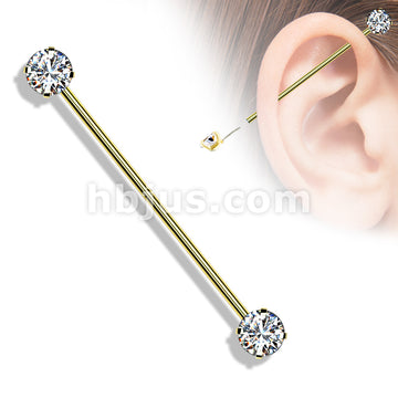 316L Surgical Steel Threadless Push in Industrial Barbells with Prong... - Image 5