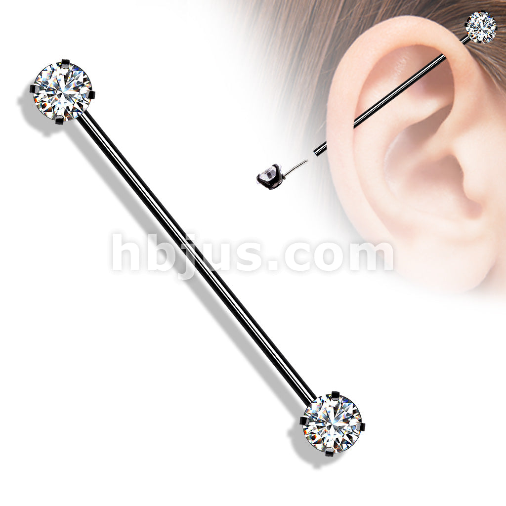 316L Surgical Steel Threadless Push in Industrial Barbells with Prong... - Image 6