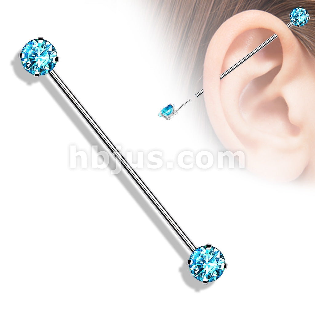 316L Surgical Steel Threadless Push in Industrial Barbells with Prong... - Image 8