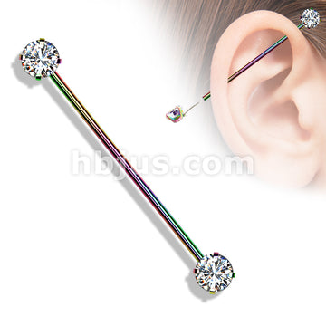 316L Surgical Steel Threadless Push in Industrial Barbells with Prong... - Image 10