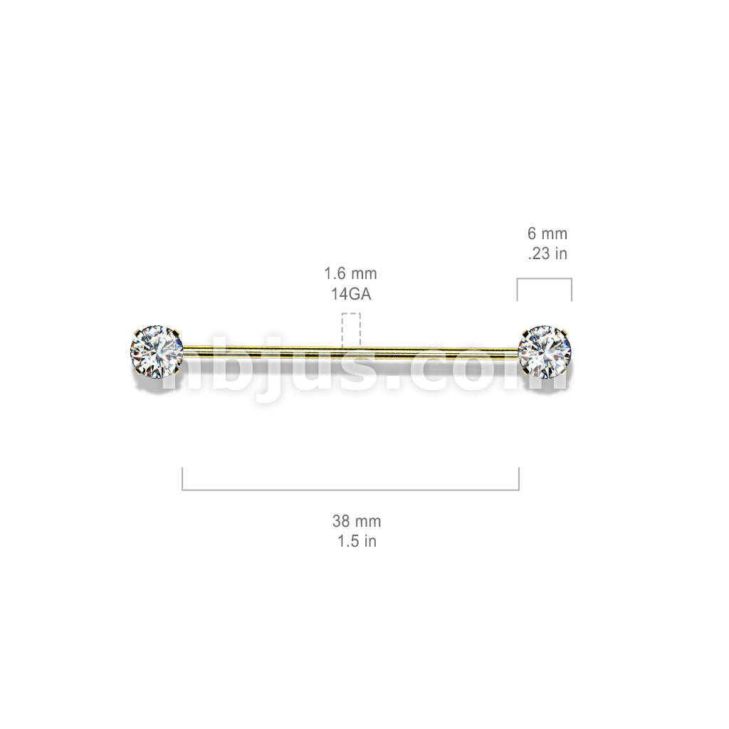 316L Surgical Steel Threadless Push in Industrial Barbells with Prong... - Image 11