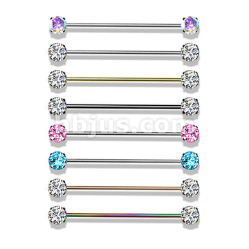 316L Surgical Steel Threadless Push in Industrial Barbells with Prong... - Image 12