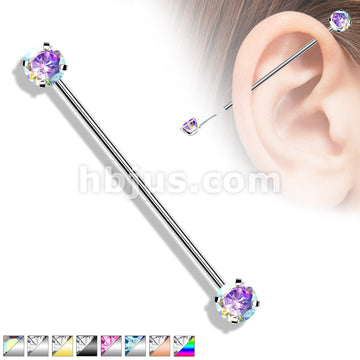 316L Surgical Steel Threadless Push in Industrial Barbells with Prong... - Image 2