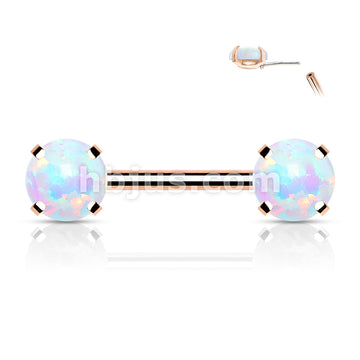 316L Surgical Steel Threadless Push in Nipple Barbells with Prong Set... - Image 4