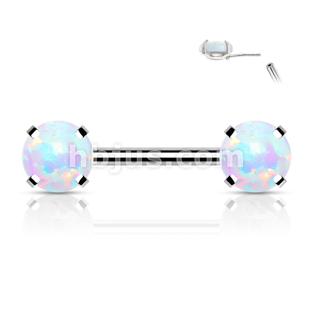316L Surgical Steel Threadless Push in Nipple Barbells with Prong Set... - Image 6
