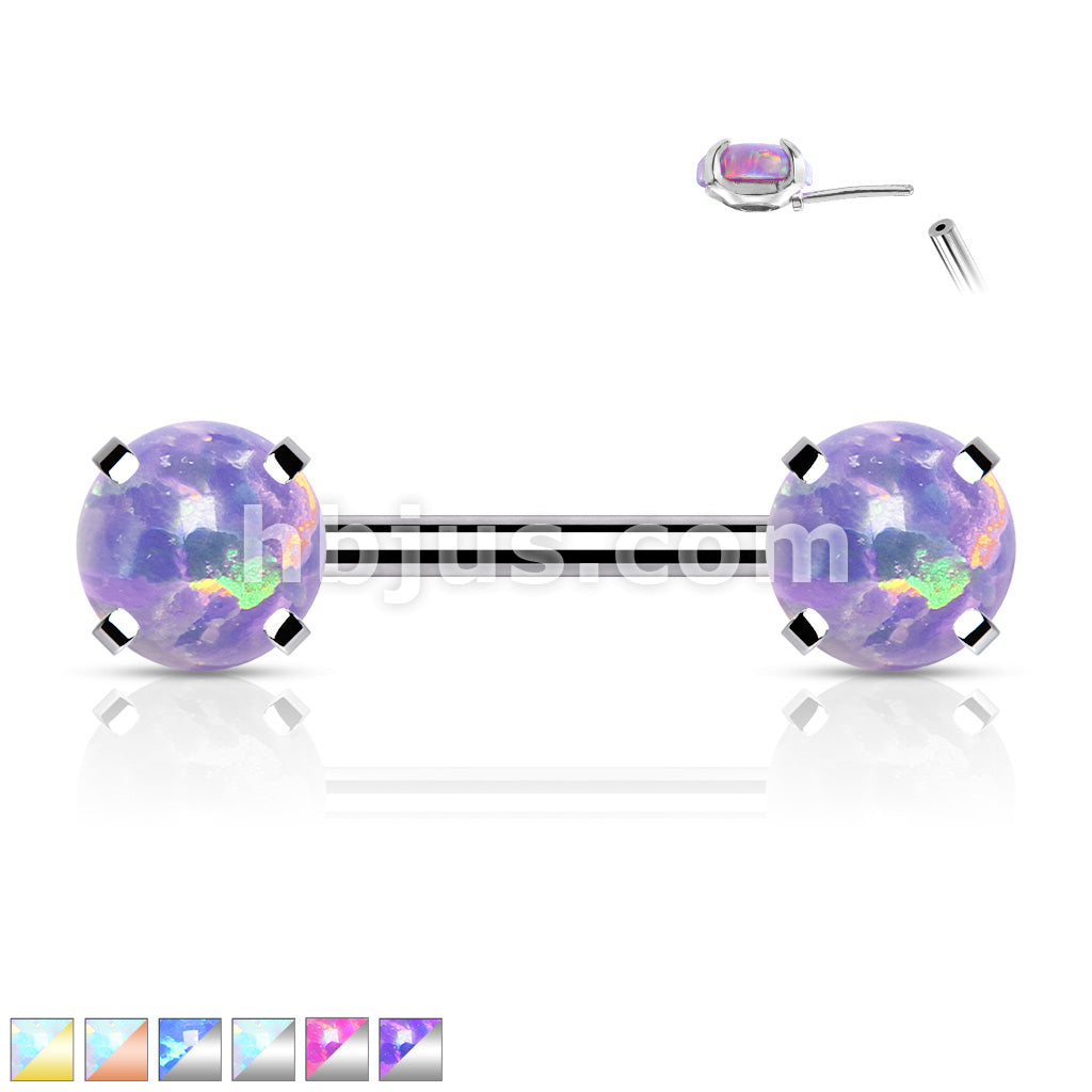 316L Surgical Steel Threadless Push in Nipple Barbells with Prong Set... - Image 2