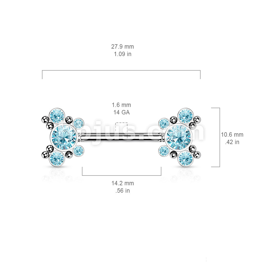 316L Surgical Steel Threadless Push In Nipple Barbell with 5 CZ... - Image 7